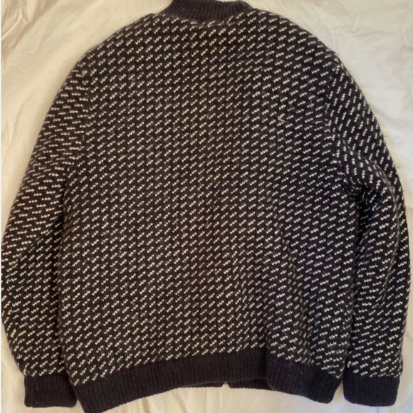 L.L. Bean Sweater Mens XXL bird's eye zipper front wool sweater fleece lined - Picture 9 of 12